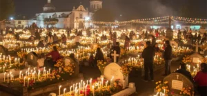 Día de muertos en Mixquic: panteón iluminado con miles de velas durante la Alumbrada