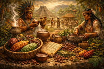 Origen del chocolate: ilustración del cacao y de su preparación en Mesoamérica