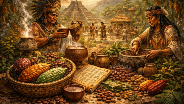 Origen del chocolate: ilustración del cacao y de su preparación en Mesoamérica